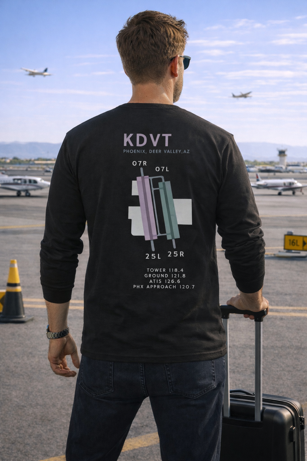 Deer Valley Airport Aviation Long Sleeve T-Shirt – KDVT Airfield Diagram