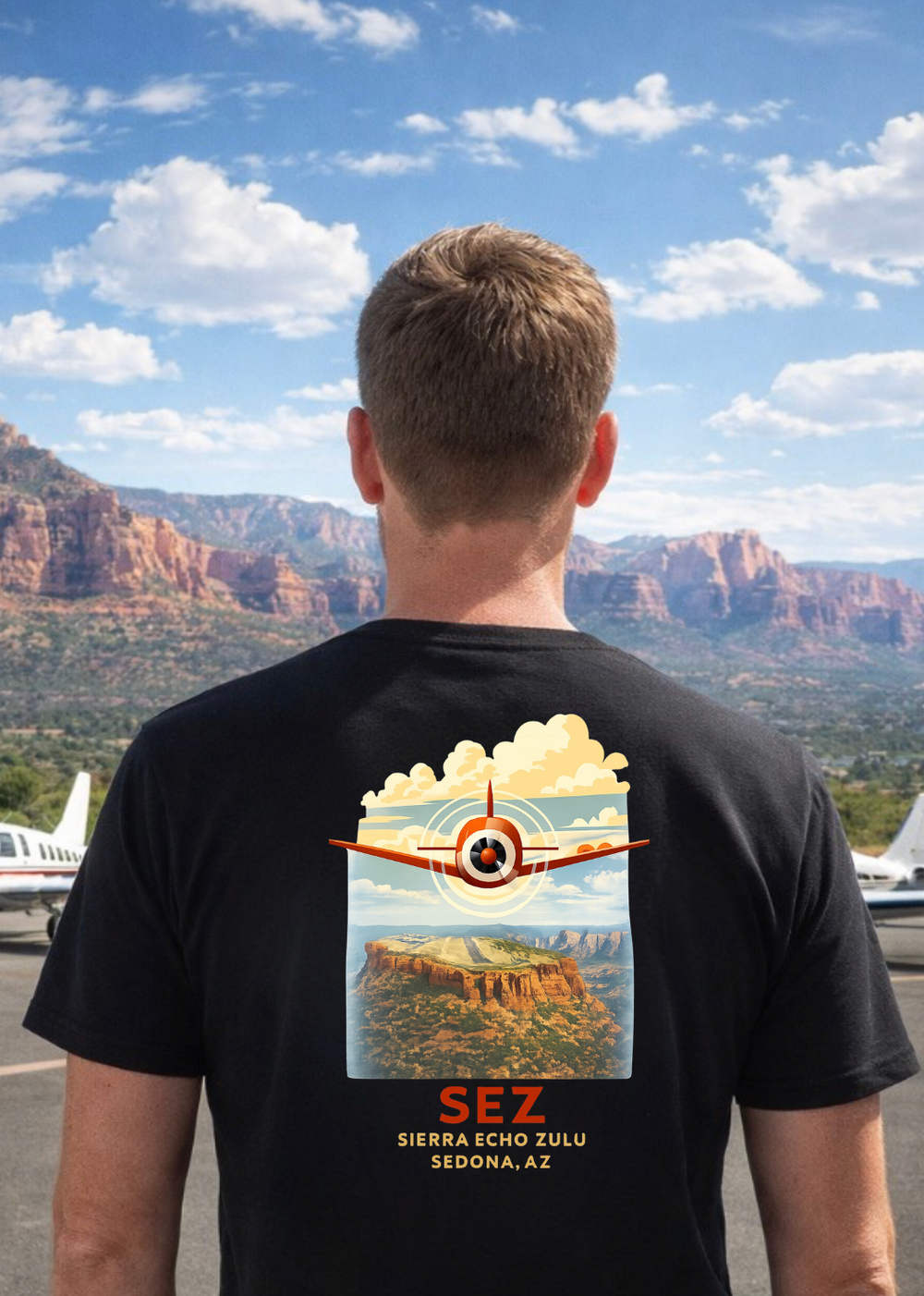 Sedona SEZ Vintage Aviation Graphic T-Shirt