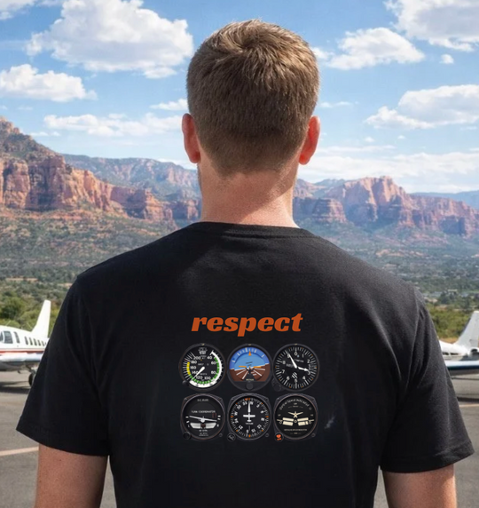Respect the 6 Pack – Aviation Instrument Panel Graphic T