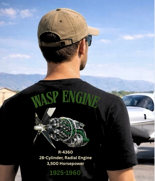 Pratt & Whitney R-4360 “Wasp Major” Radial Engine Aviation Graphic T-Shirt