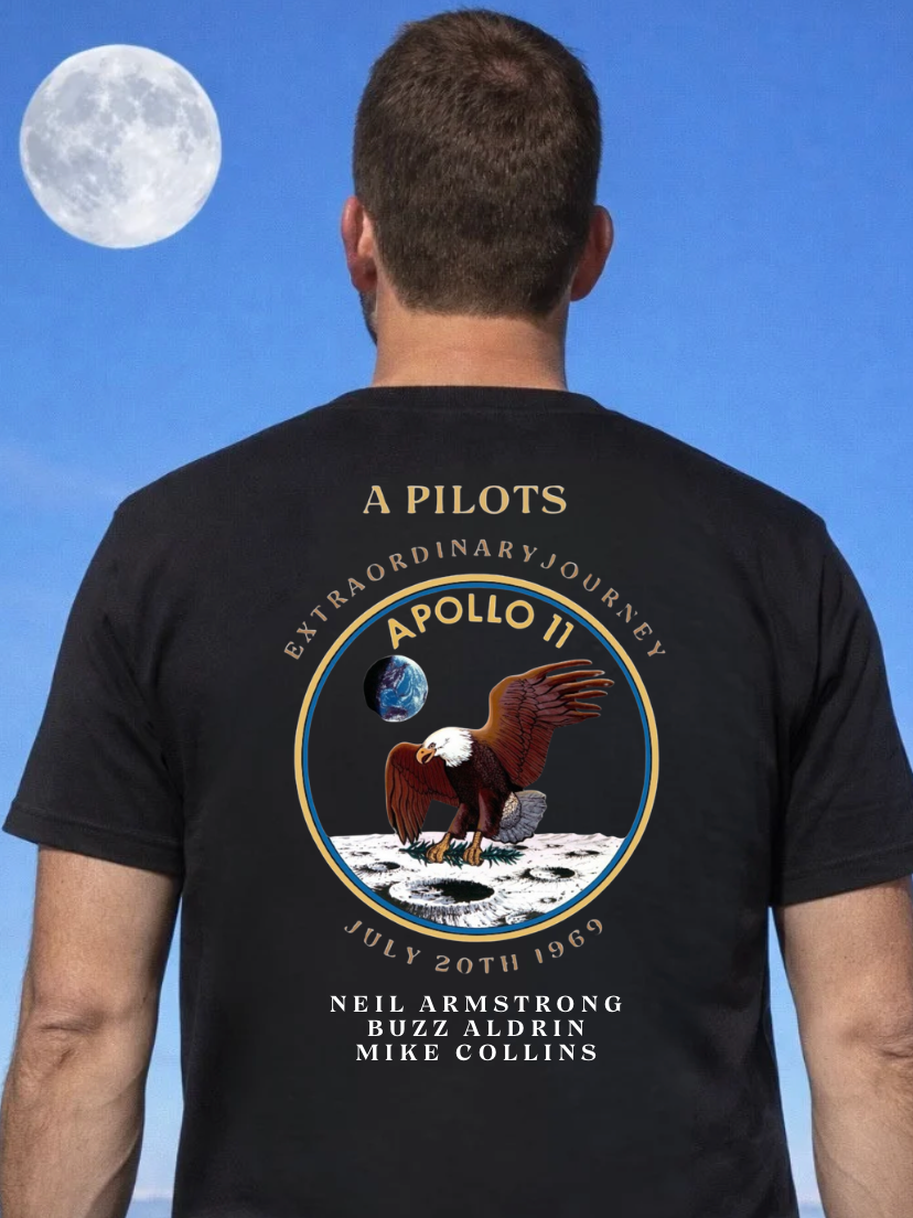 Apollo 11 Moon Mission Aviation Graphic T-Shirt – July 20, 1969