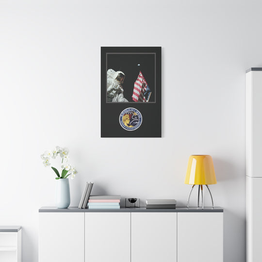 Apollo 17 Moon Landing Flag & Earth– Aviation Canvas Wall Art | Pilot & Airport Artwork
