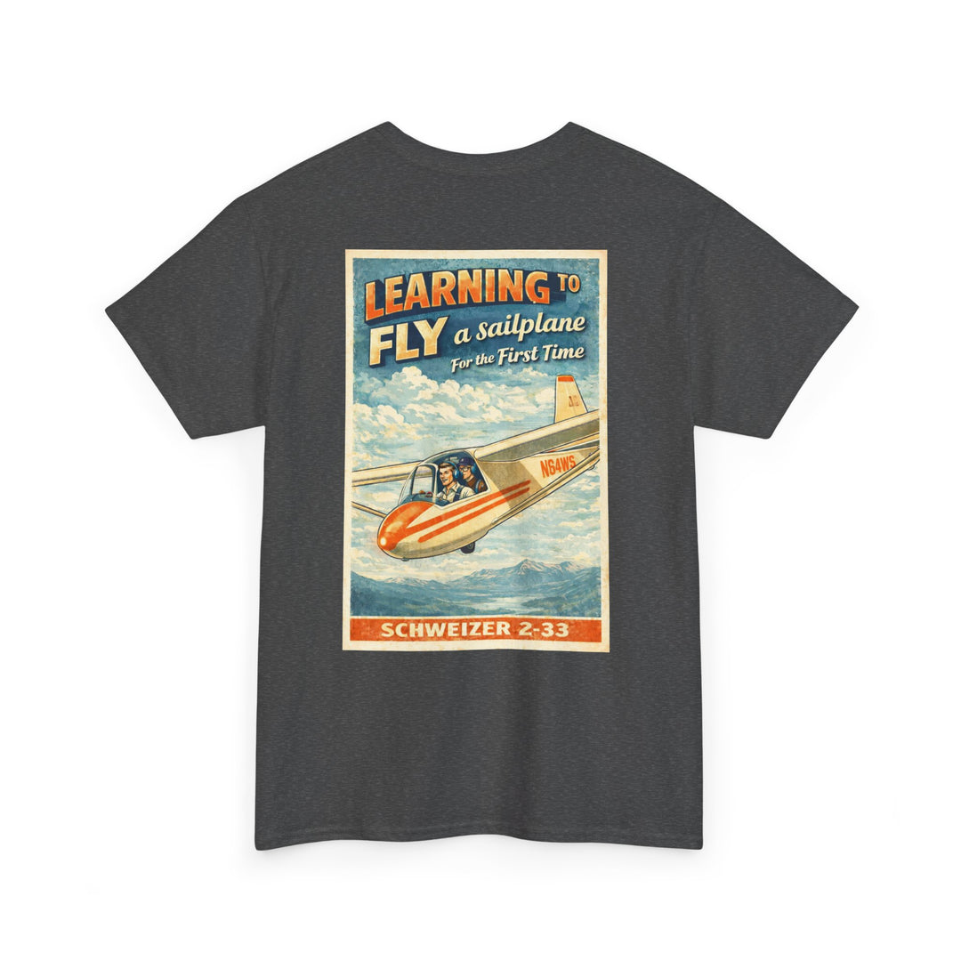 Vintage Aviation Graphic T-Shirt – “Learning to Fly” Sailplane