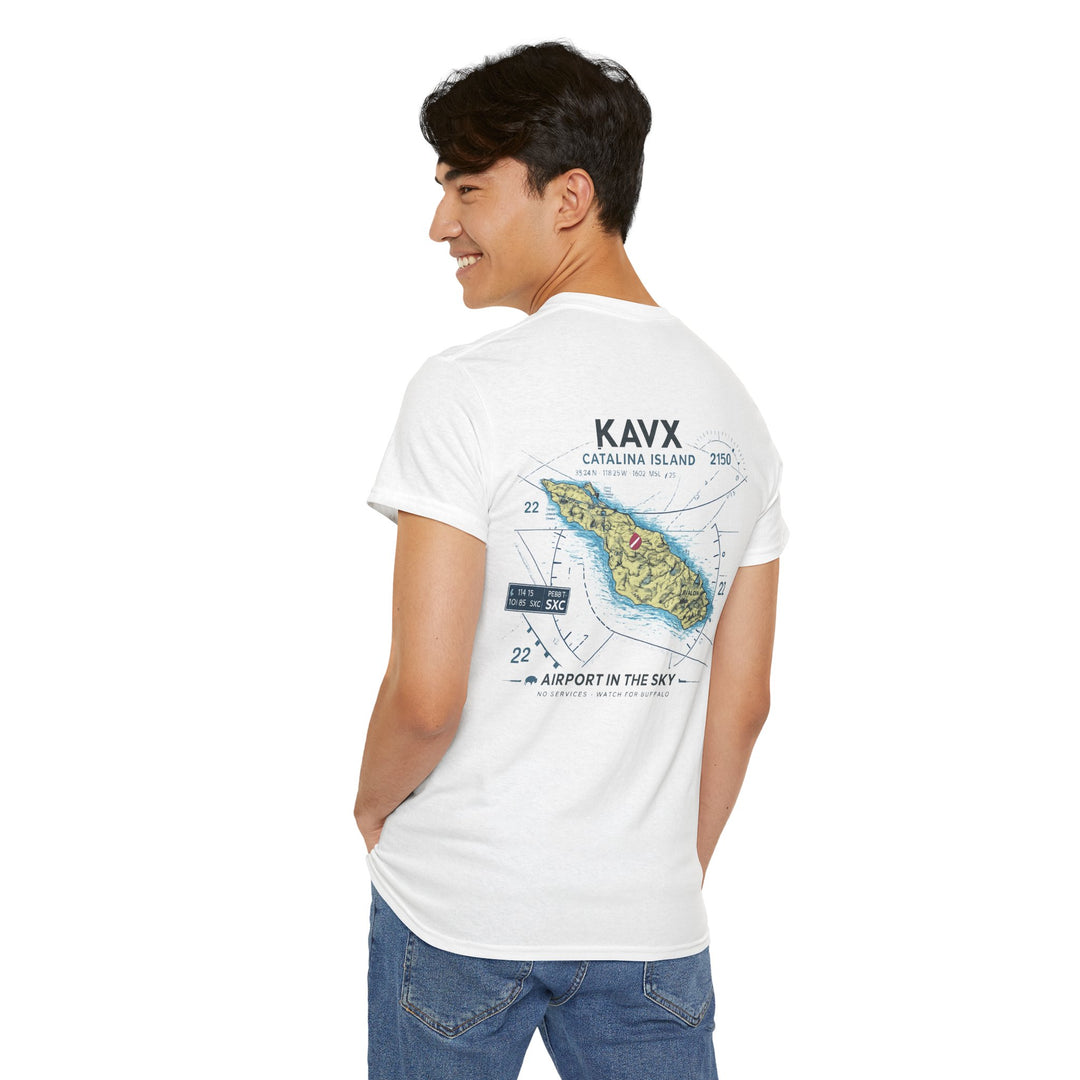 Catalina Island KAVX “Airport in the Sky” Map – Graphic Tee