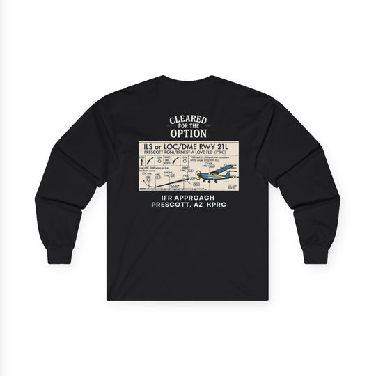 Cleared for the Option Aviation Long Sleeve T-Shirt – KPRC IFR Approach