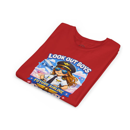 Future Airline Captain Youth T-Shirt – “Look Out Boys”