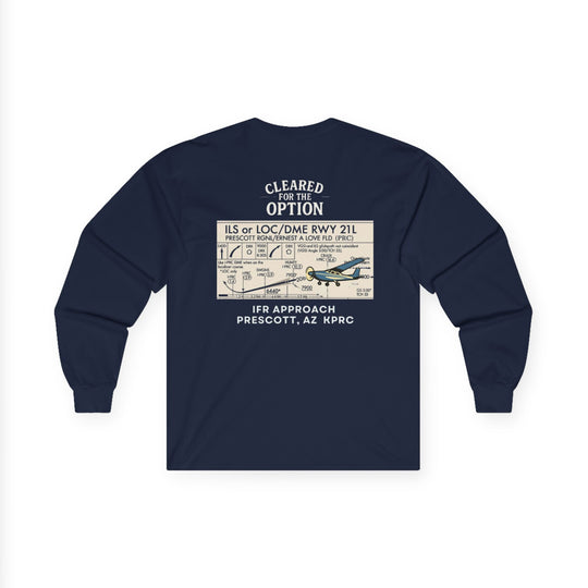 Cleared for the Option Aviation Long Sleeve T-Shirt – KPRC IFR Approach