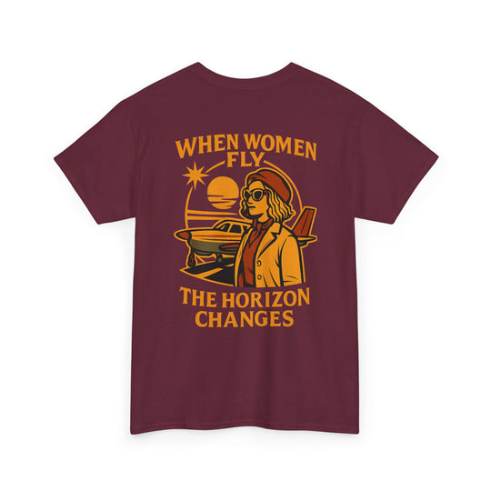 Women in Aviation Graphic T-Shirt – When Women Fly, the Horizon Changes