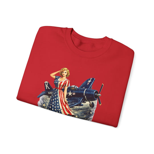Arsenal of Democracy Vintage Pin-Up Plane- Sweatshirt