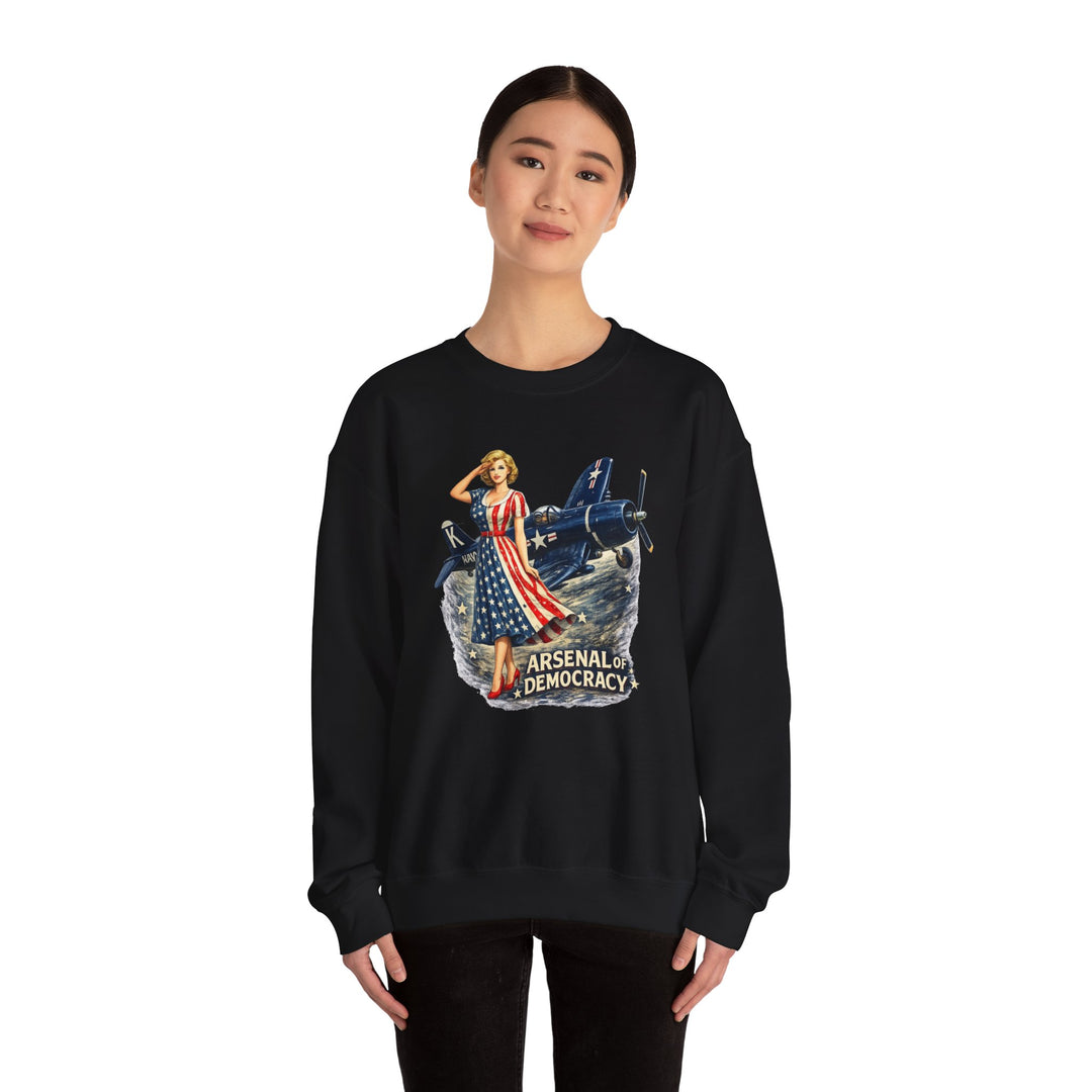 Arsenal of Democracy Vintage Pin-Up Plane- Sweatshirt