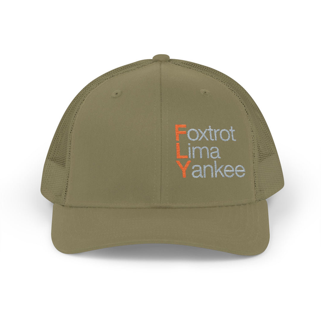 Foxtrot Lima Yankee Embroidered Trucker Cap — Aviation Phonetic Hat