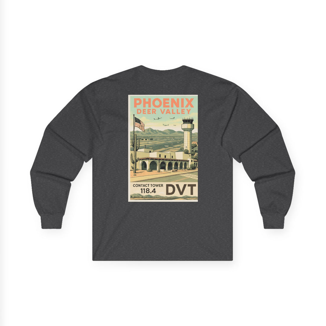 Phoenix Deer Valley Airport Aviation Long Sleeve T-Shirt – Retro Poster