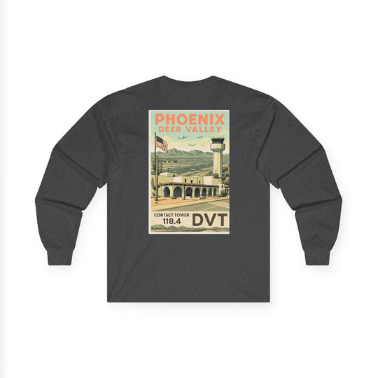 Phoenix Deer Valley Airport Aviation Long Sleeve T-Shirt – Retro Poster