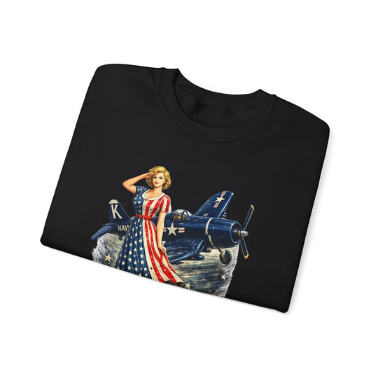 Arsenal of Democracy Vintage Pin-Up Plane- Sweatshirt
