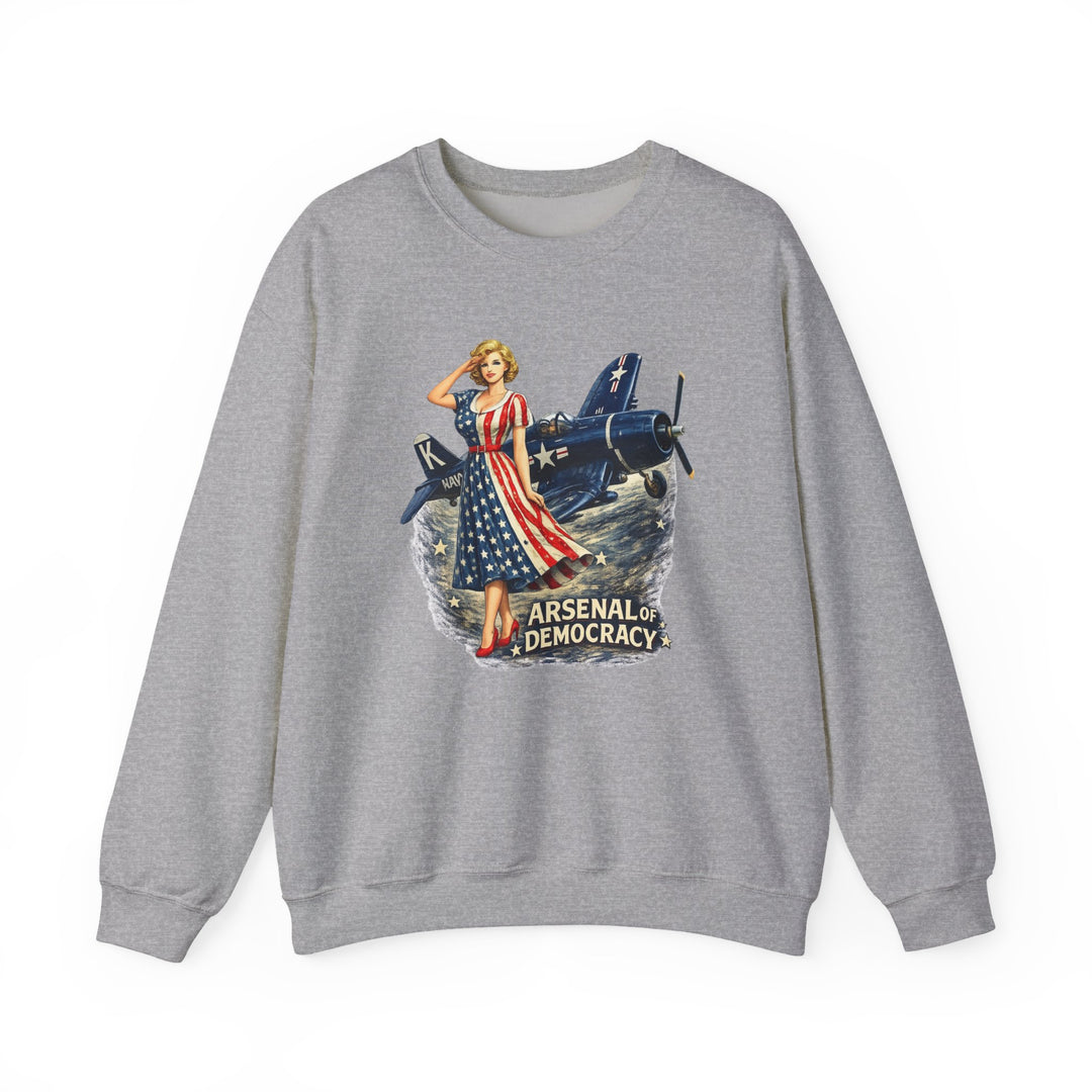 Arsenal of Democracy Vintage Pin-Up Plane- Sweatshirt