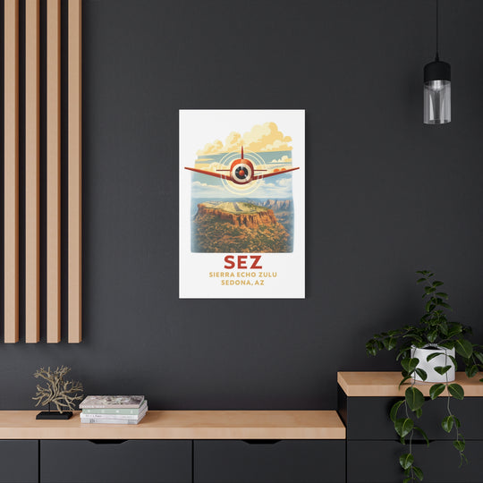 Sedona SEZ Vintage- Aviation Canvas Wall Art | Pilot & Airport Artwork