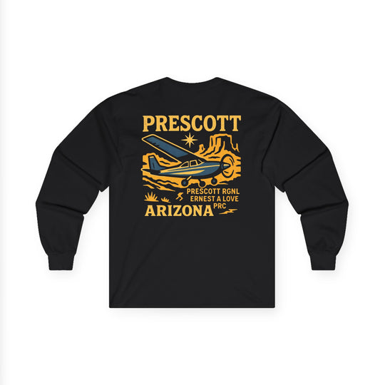 Prescott Regional Airport Aviation Long Sleeve T-Shirt – PRC Thumb Butte Vintage