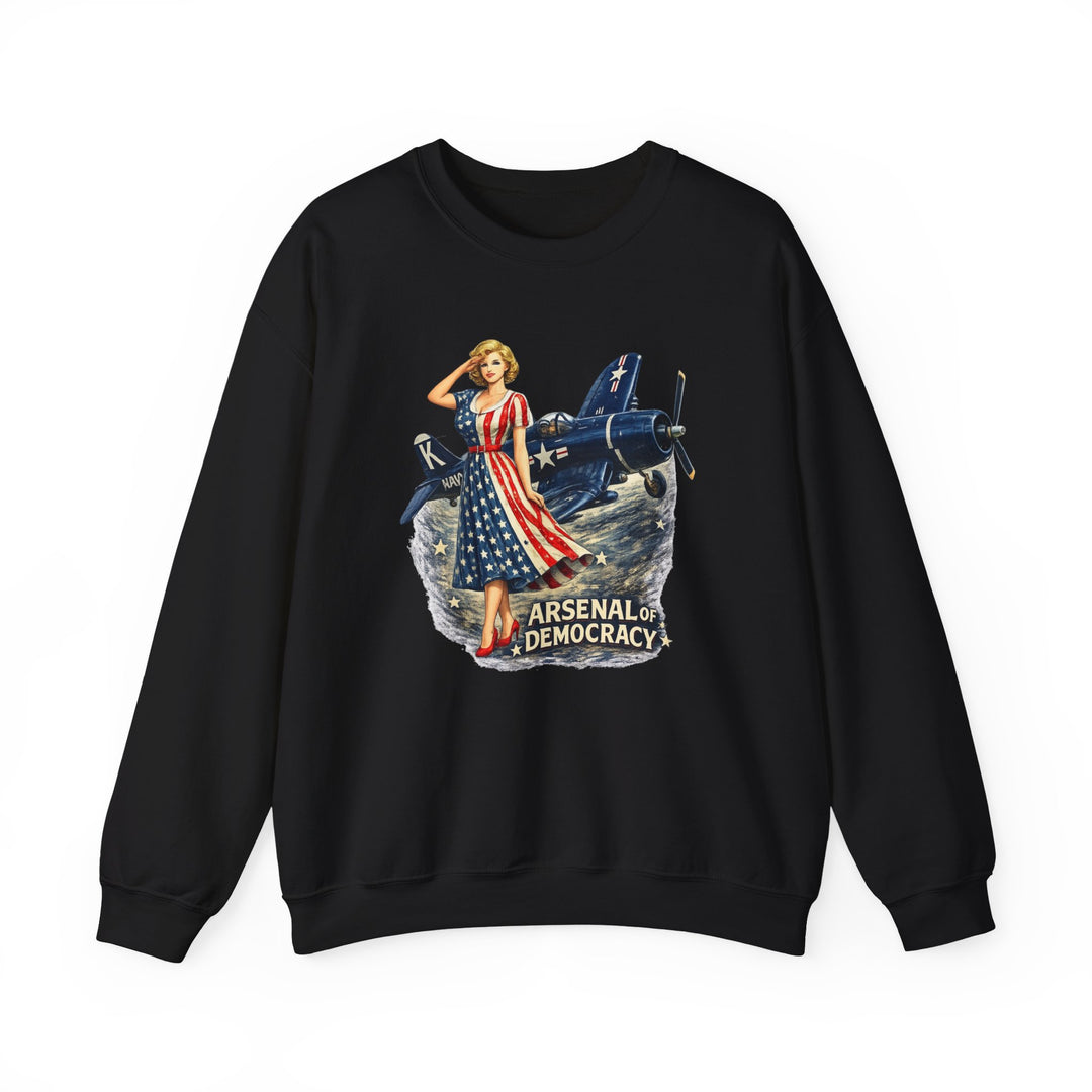 Arsenal of Democracy Vintage Pin-Up Plane- Sweatshirt
