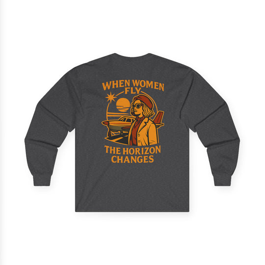 Women in Aviation Long Sleeve T-Shirt – When Women Fly, the Horizon Changes