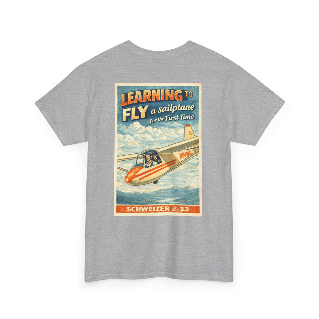 Vintage Aviation Graphic T-Shirt – “Learning to Fly” Sailplane
