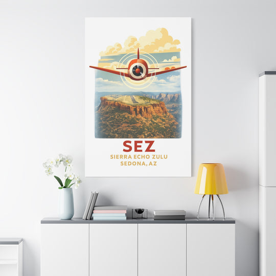 Sedona SEZ Vintage- Aviation Canvas Wall Art | Pilot & Airport Artwork