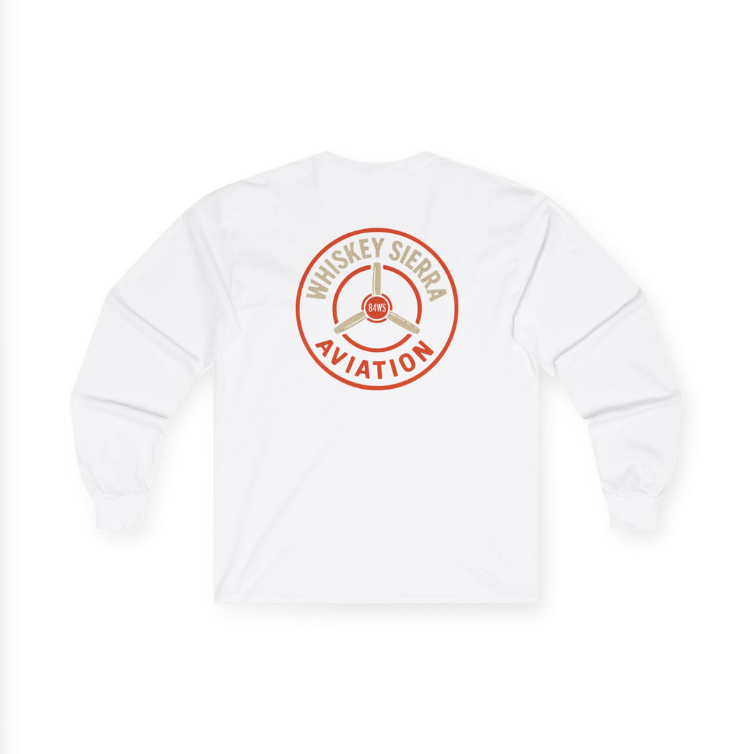 Orange Aviation Logo Long Sleeve Tee — "Whiskey Sierra Aviation" Pilot Shirt