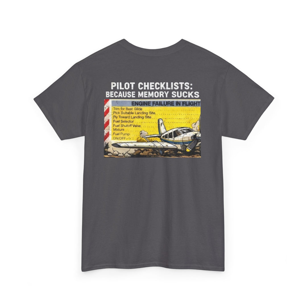 Pilot Checklists Aviation Graphic T-Shirt – Because Memory Sucks