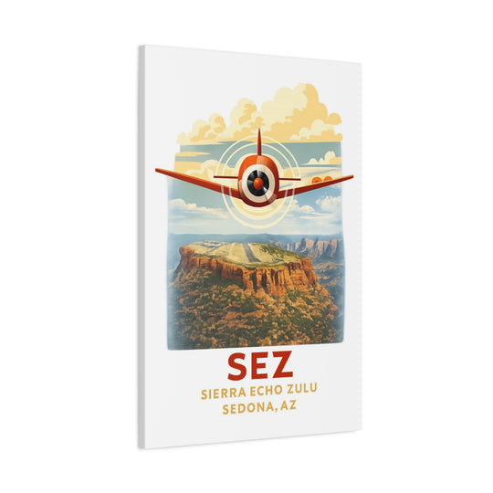 Sedona SEZ Vintage- Aviation Canvas Wall Art | Pilot & Airport Artwork