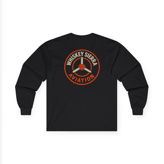 Orange Aviation Logo Long Sleeve Tee — "Whiskey Sierra Aviation" Pilot Shirt