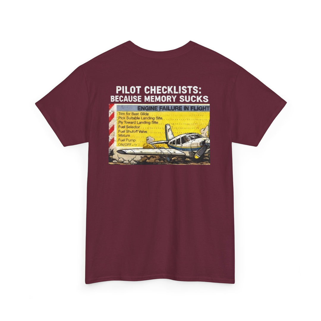 Pilot Checklists Aviation Graphic T-Shirt – Because Memory Sucks