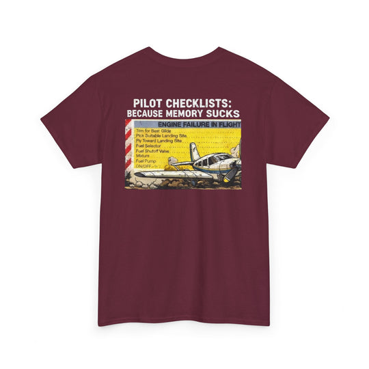 Pilot Checklists Aviation Graphic T-Shirt – Because Memory Sucks