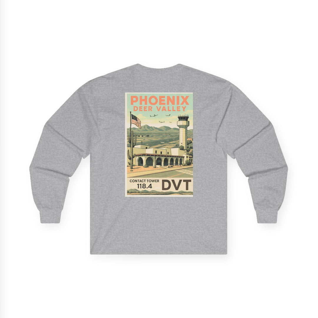 Phoenix Deer Valley Airport Aviation Long Sleeve T-Shirt – Retro Poster