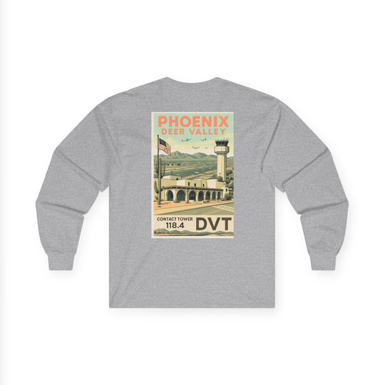 Phoenix Deer Valley Airport Aviation Long Sleeve T-Shirt – Retro Poster