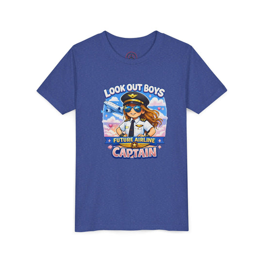 Future Airline Captain Youth T-Shirt – “Look Out Boys”