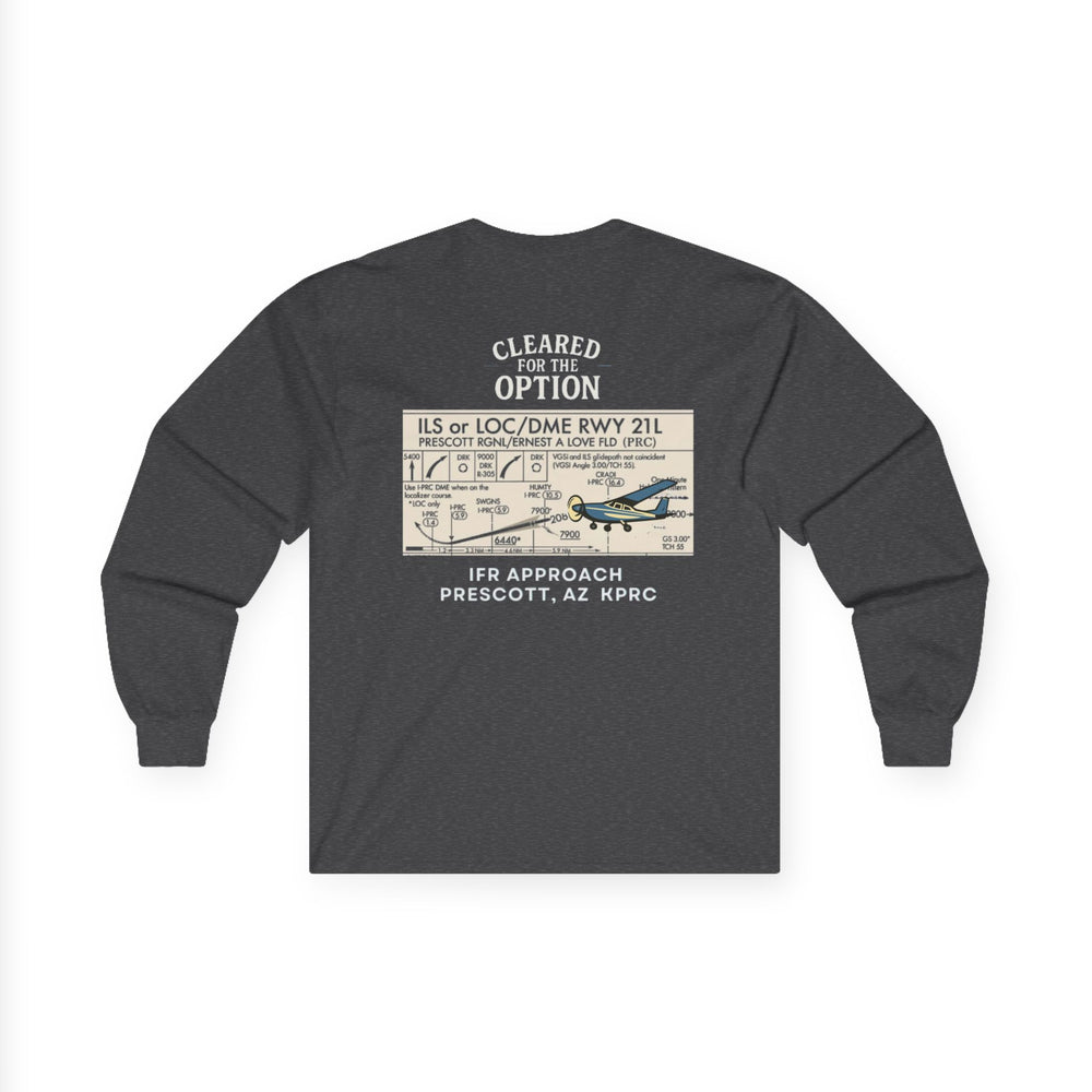 Cleared for the Option Aviation Long Sleeve T-Shirt – KPRC IFR Approach