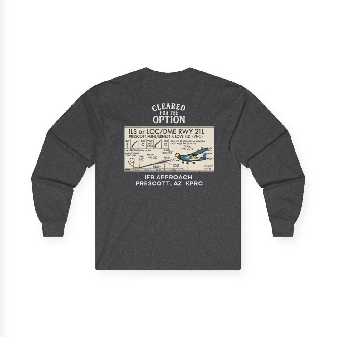 Cleared for the Option Aviation Long Sleeve T-Shirt – KPRC IFR Approach