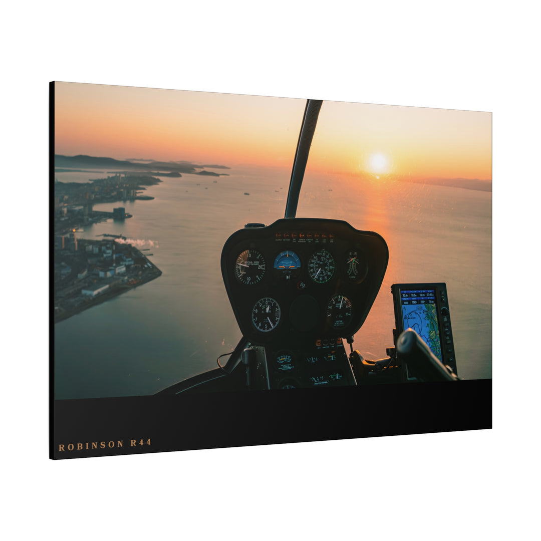 Robinson R44 Sunset– Aviation Canvas Wall Art | Pilot & Airport Artwork