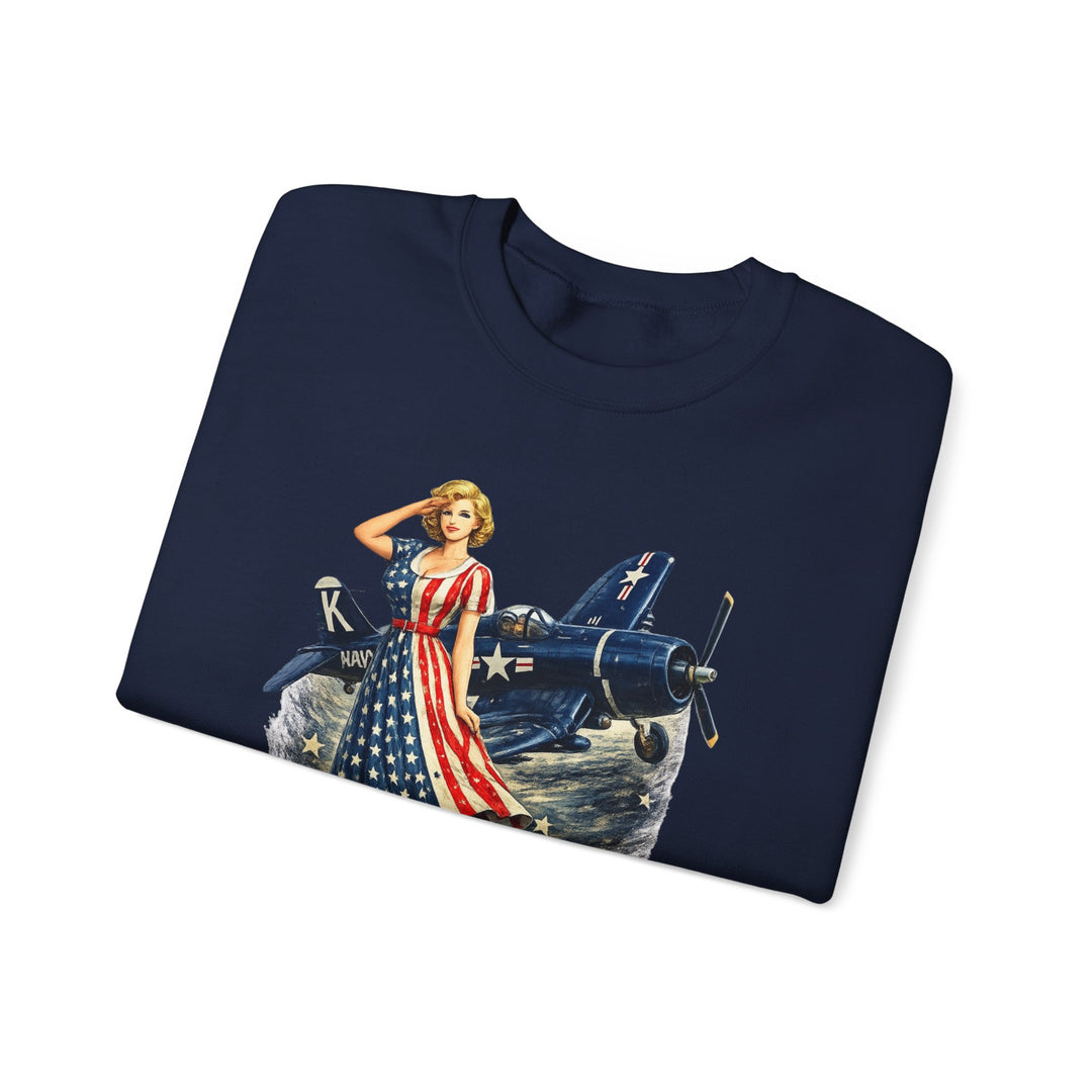 Arsenal of Democracy Vintage Pin-Up Plane- Sweatshirt