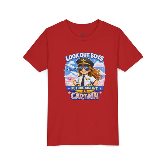 Future Airline Captain Youth T-Shirt – “Look Out Boys”
