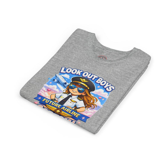 Future Airline Captain Youth T-Shirt – “Look Out Boys”