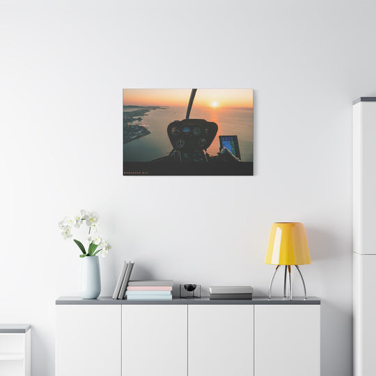 Robinson R44 Sunset– Aviation Canvas Wall Art | Pilot & Airport Artwork