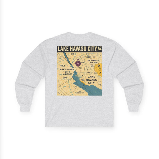Lake Havasu City KHII Vintage Aviation Map Long Sleeve T-Shirt