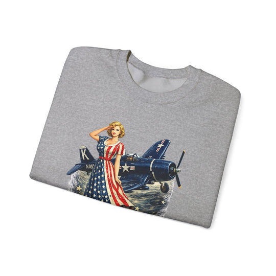 Arsenal of Democracy Vintage Pin-Up Plane- Sweatshirt
