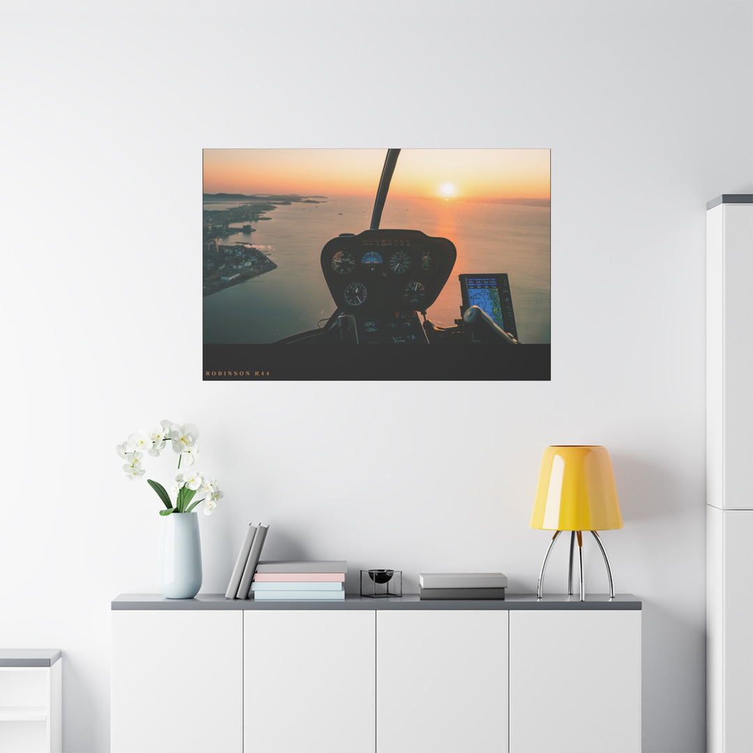 Robinson R44 Sunset– Aviation Canvas Wall Art | Pilot & Airport Artwork