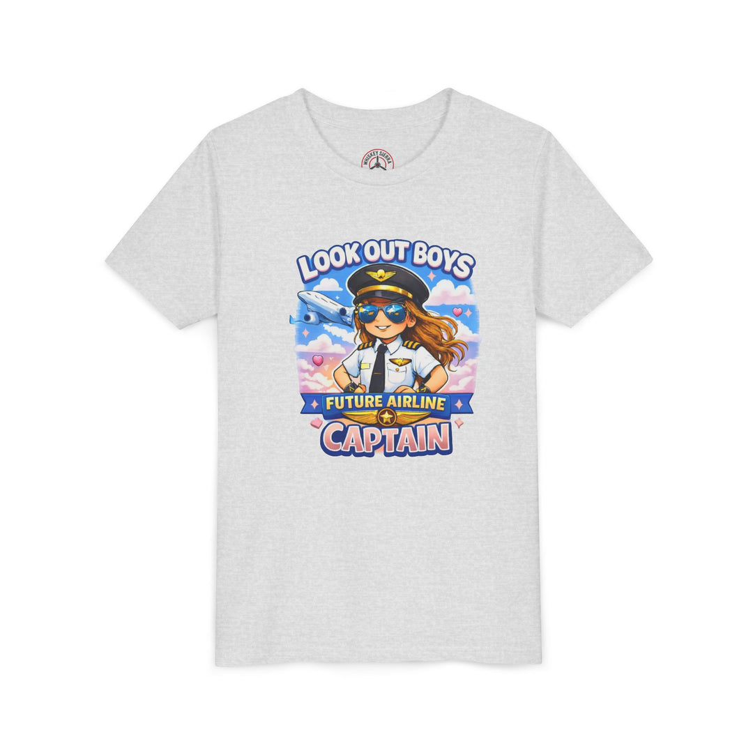 Future Airline Captain Youth T-Shirt – “Look Out Boys”
