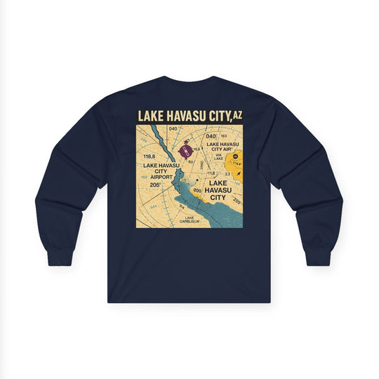 Lake Havasu City KHII Vintage Aviation Map Long Sleeve T-Shirt
