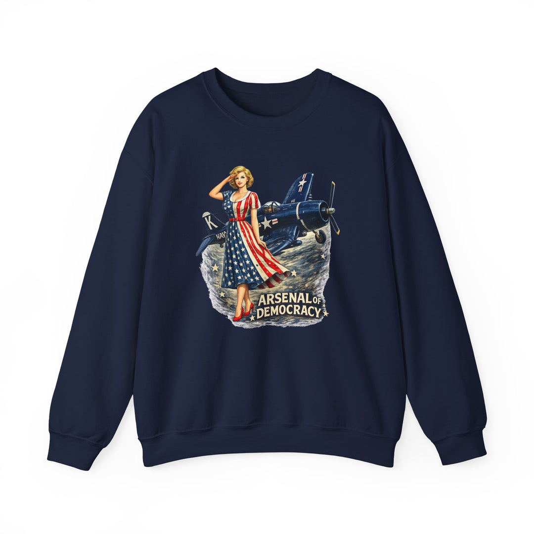 Arsenal of Democracy Vintage Pin-Up Plane- Sweatshirt