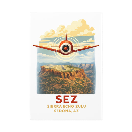Sedona SEZ Vintage- Aviation Canvas Wall Art | Pilot & Airport Artwork