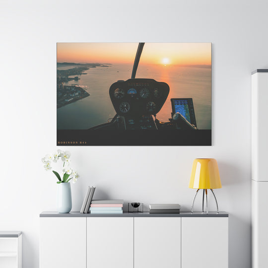 Robinson R44 Sunset– Aviation Canvas Wall Art | Pilot & Airport Artwork