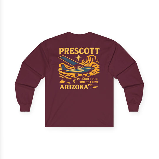 Prescott Regional Airport Aviation Long Sleeve T-Shirt – PRC Thumb Butte Vintage